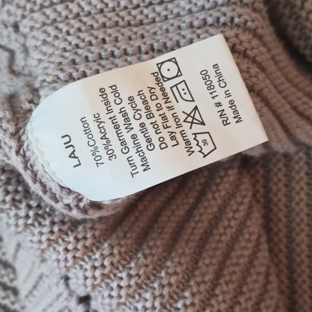 Laju Gray Inverted Seam Cotton Blend Sweater L - Picture 3 of 8